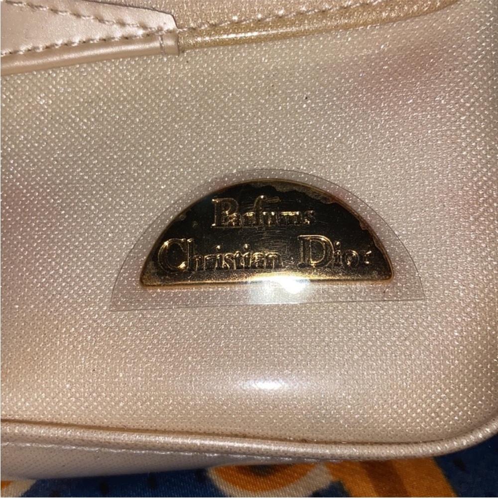 Vintage Christian Dior Parfums Cream Toiletry Clutch Pouch Bag Patent Trim - Picture 3 of 5